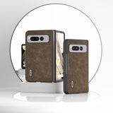 For-Google-Pixel-Fold-ABEEL-Dream-Litchi-Texture-PU-Phone-Case(Khaki)