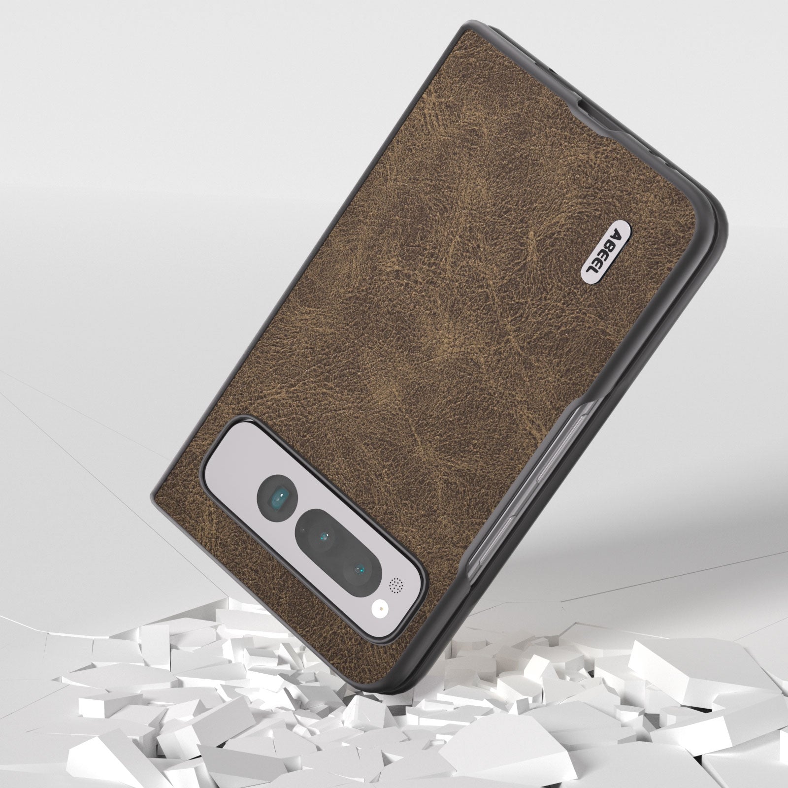 For-Google-Pixel-Fold-ABEEL-Dream-Litchi-Texture-PU-Phone-Case(Khaki)
