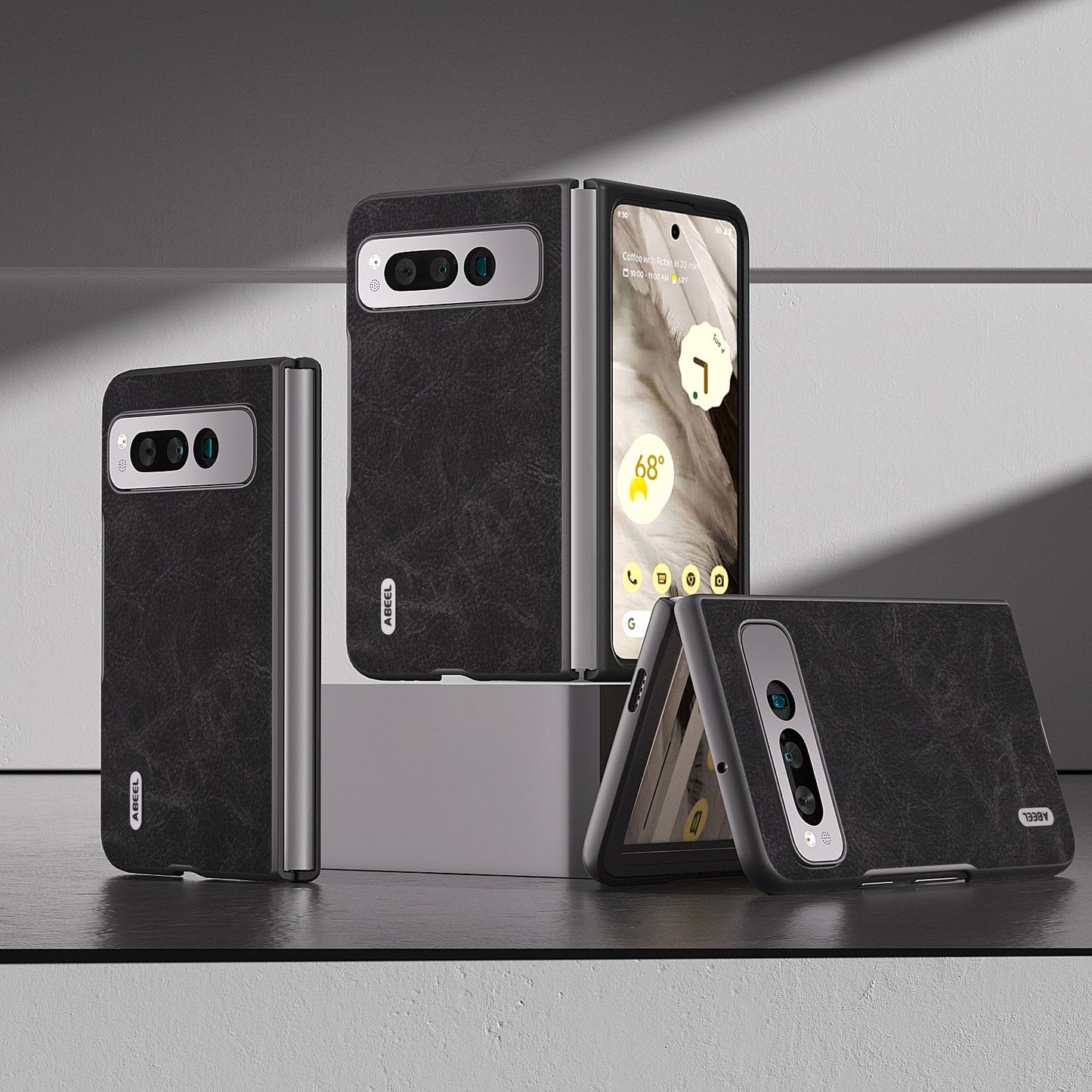 For-Google-Pixel-Fold-ABEEL-Dream-Litchi-Texture-PU-Phone-Case(Black)