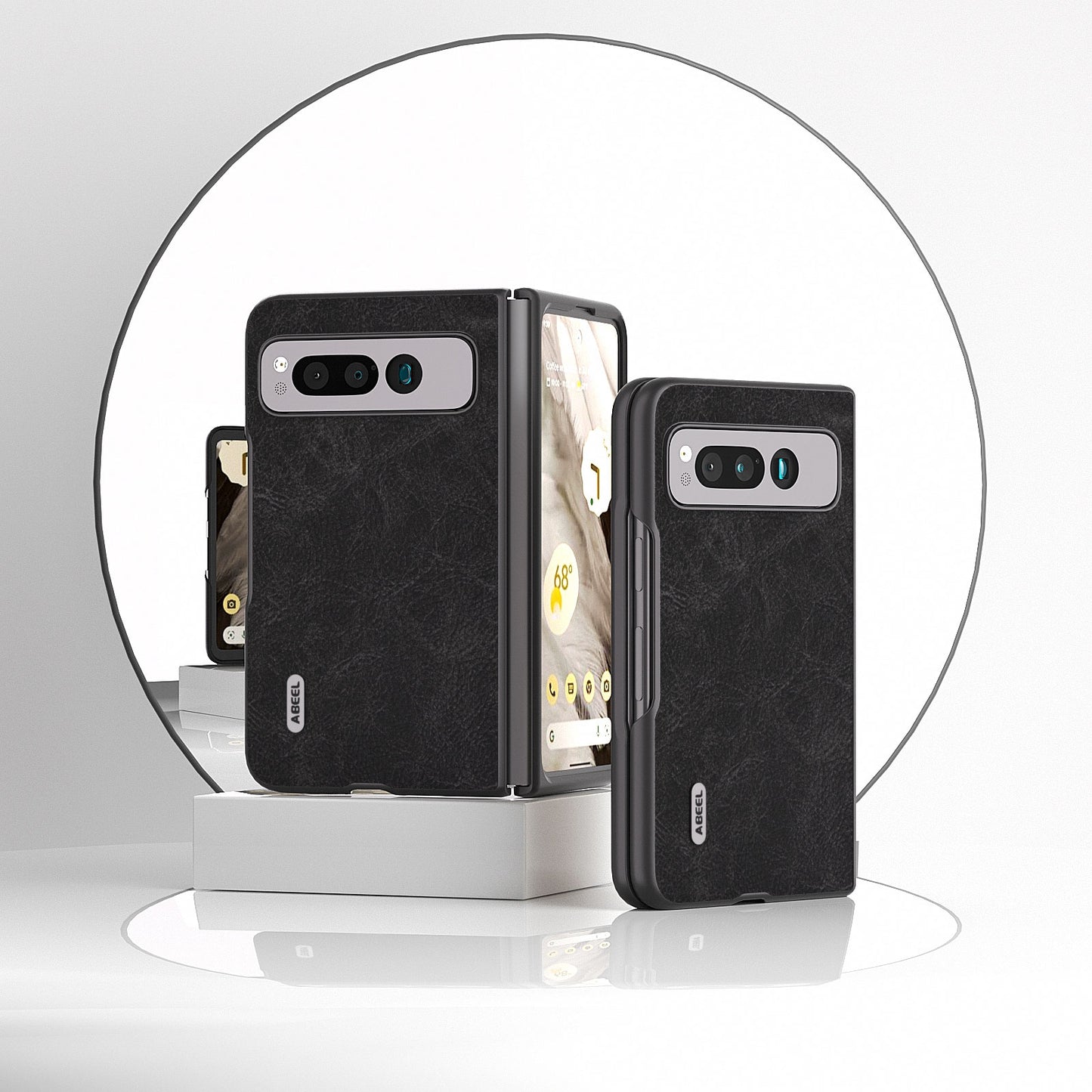 For-Google-Pixel-Fold-ABEEL-Dream-Litchi-Texture-PU-Phone-Case(Black)