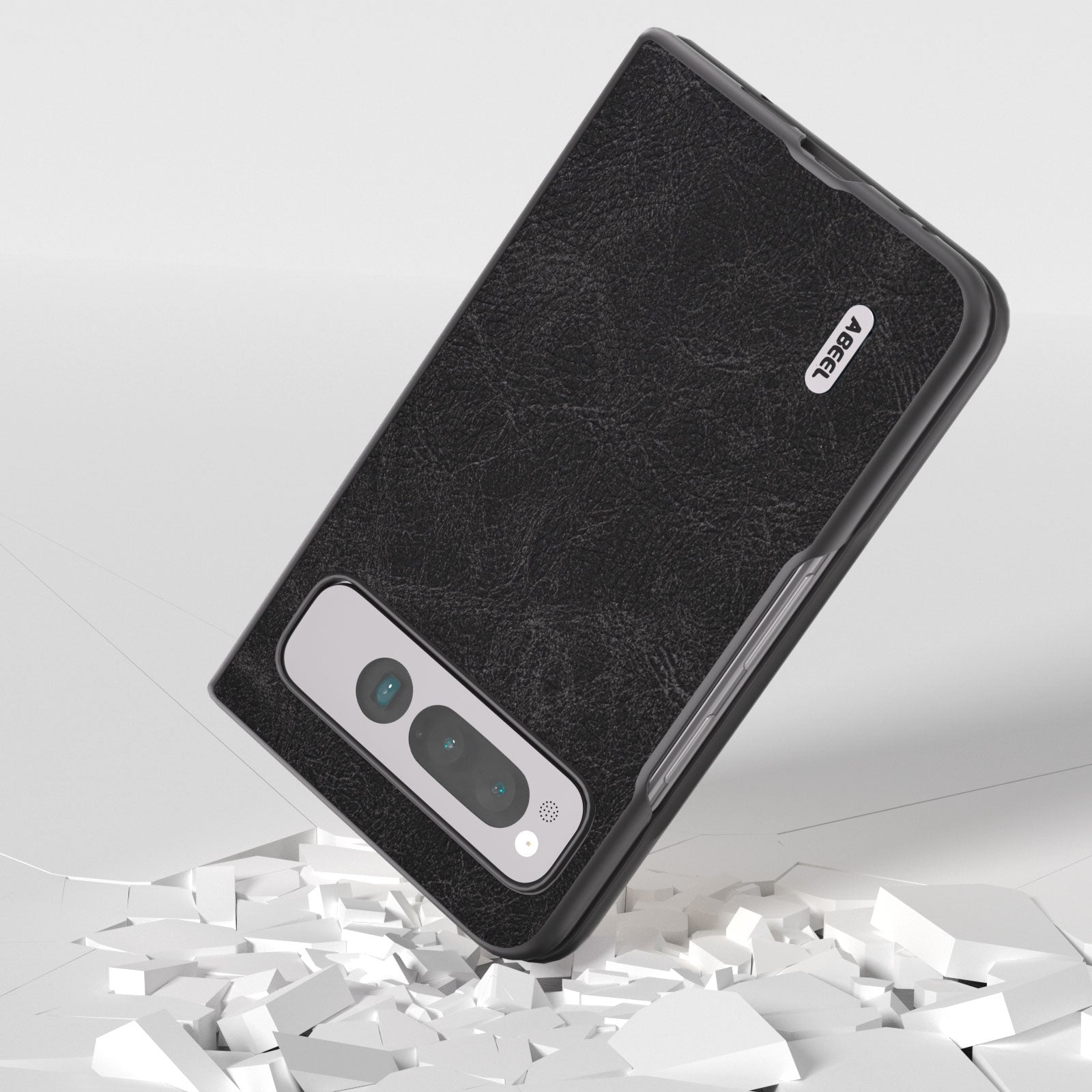 For-Google-Pixel-Fold-ABEEL-Dream-Litchi-Texture-PU-Phone-Case(Black)
