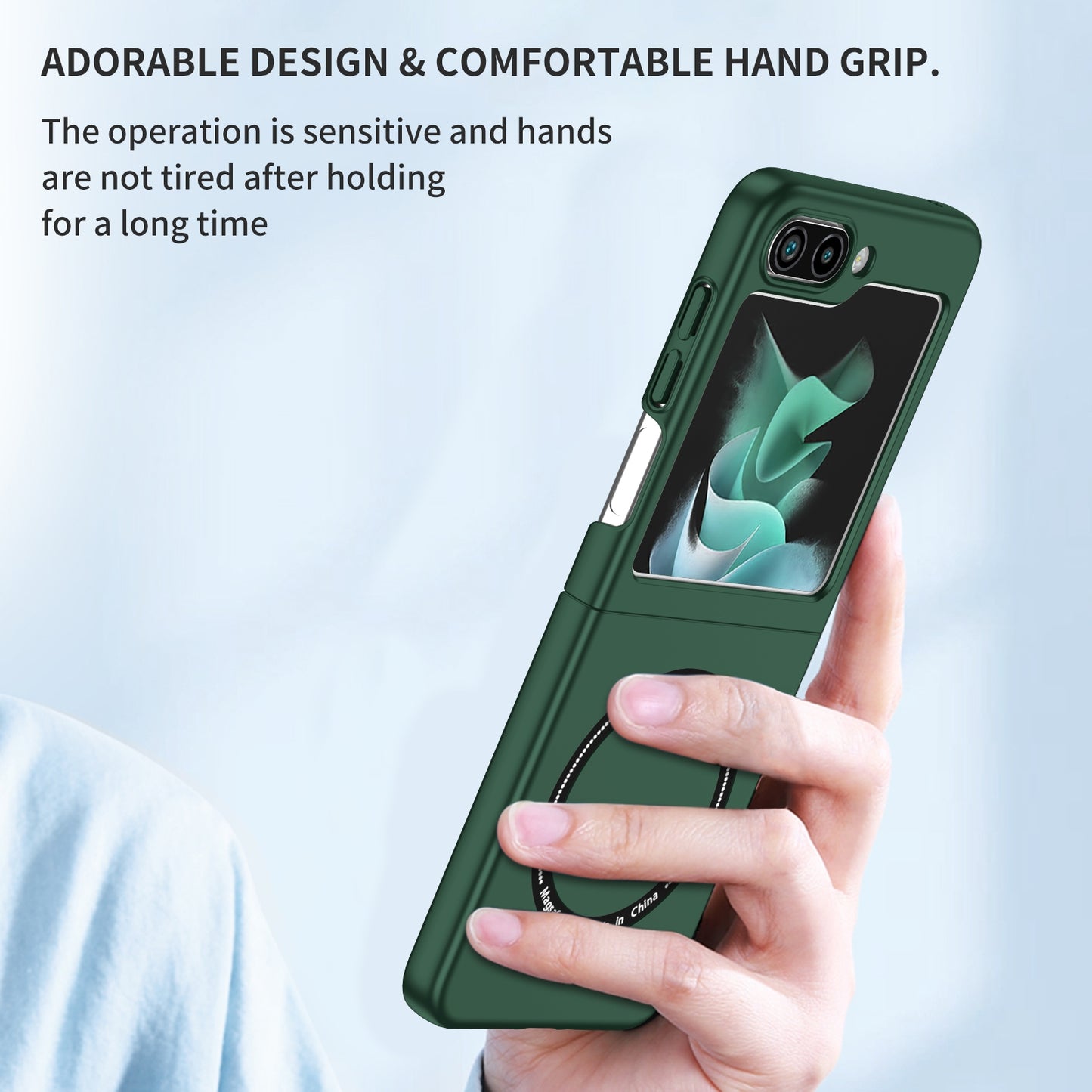 For-Samsung-Galaxy-Z-Flip5-5G-Magsafe-Magnetic-Folding-PC-Phone-Case(Green)