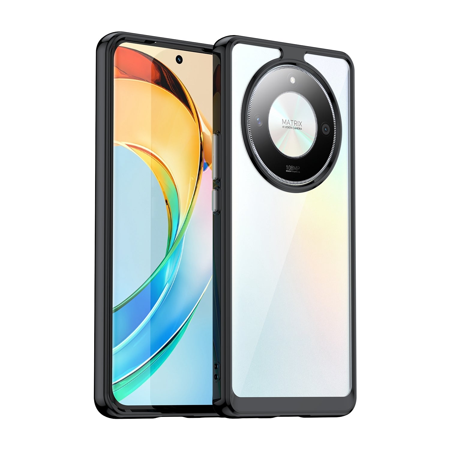 For-Honor-Magic6-Lite-5G-Colorful-Series-Acrylic-Hybrid-TPU-Phone-Case(Black)