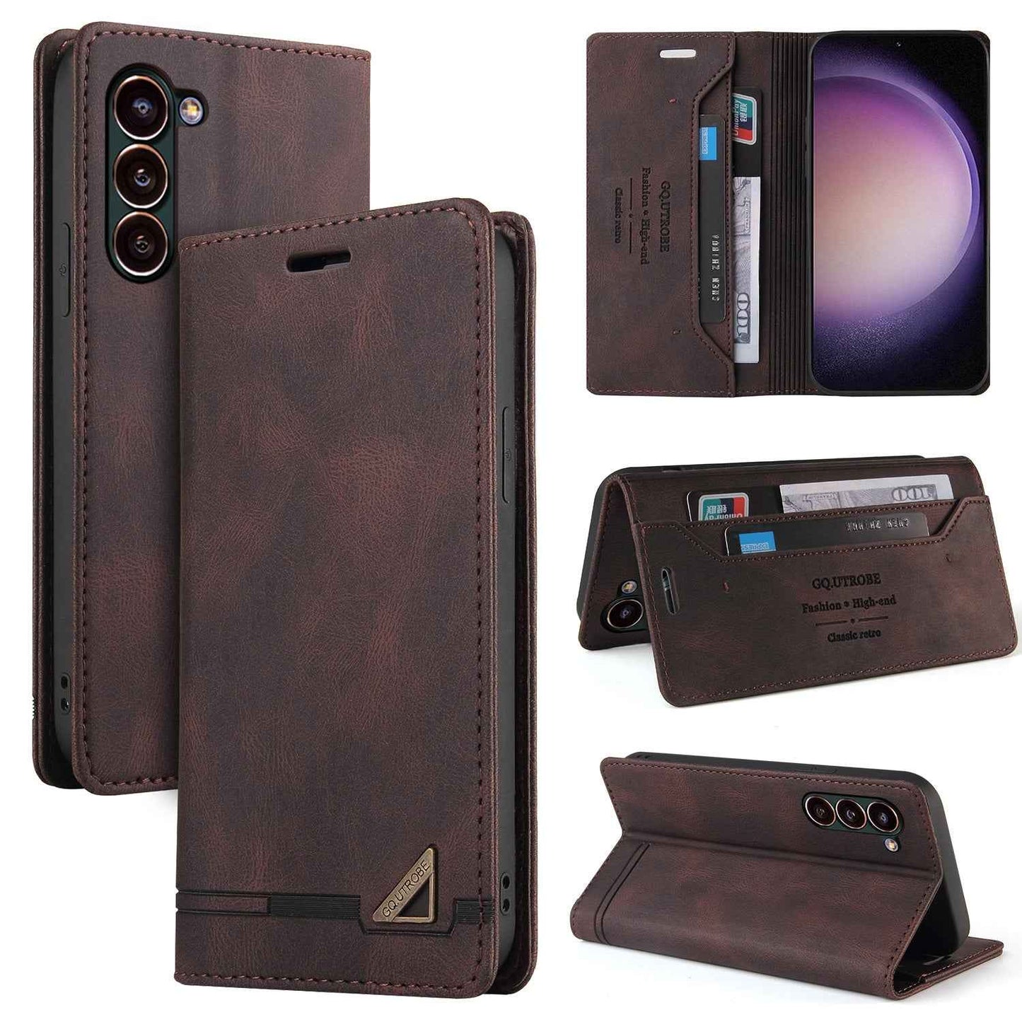 For-Samsung-Galaxy-S24-5G-Skin-Feel-Anti-theft-Brush-Horizontal-Flip-Leather-Case-with-Holder(Brown)