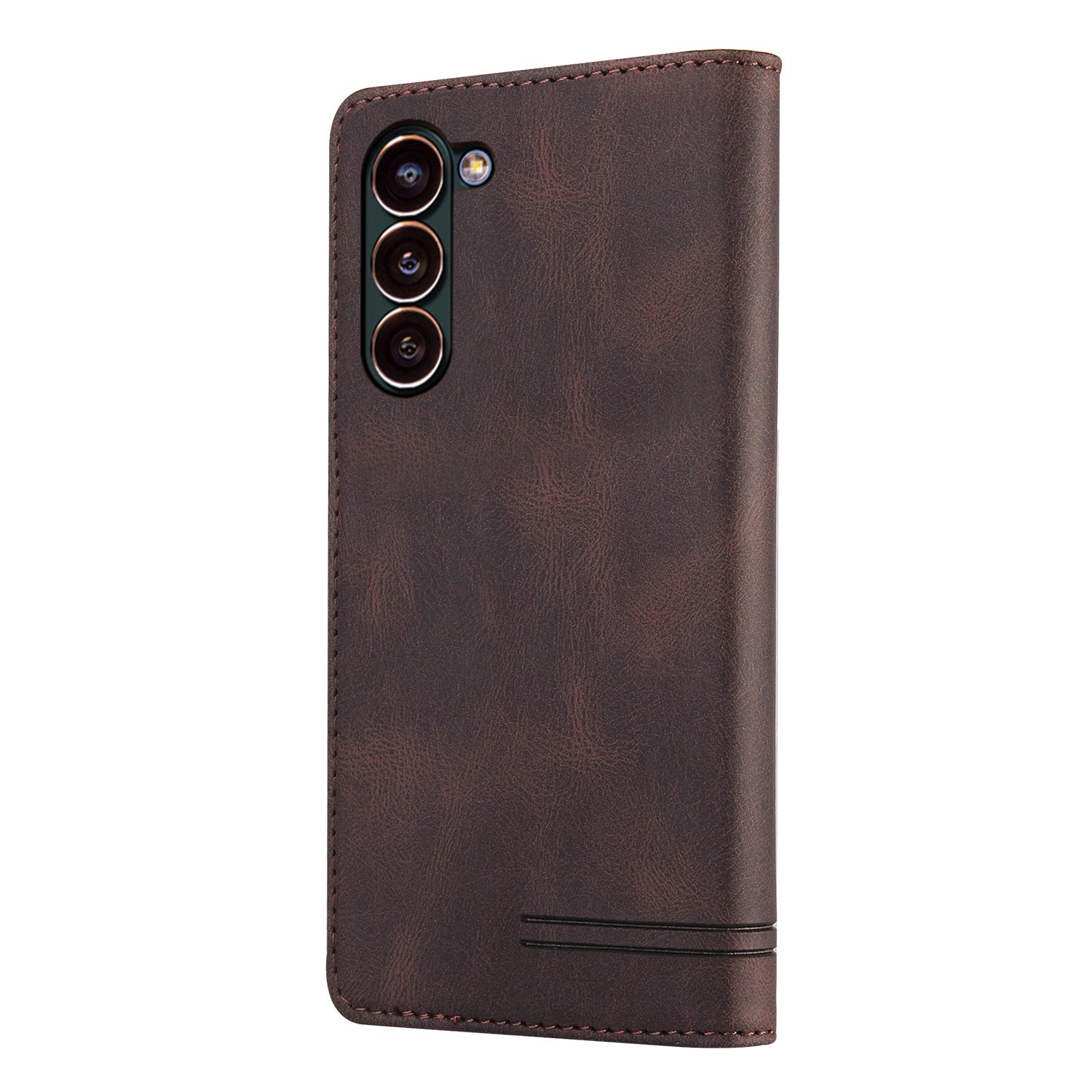 For-Samsung-Galaxy-S24-5G-Skin-Feel-Anti-theft-Brush-Horizontal-Flip-Leather-Case-with-Holder(Brown)