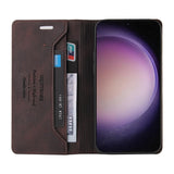 For-Samsung-Galaxy-S24-5G-Skin-Feel-Anti-theft-Brush-Horizontal-Flip-Leather-Case-with-Holder(Brown)