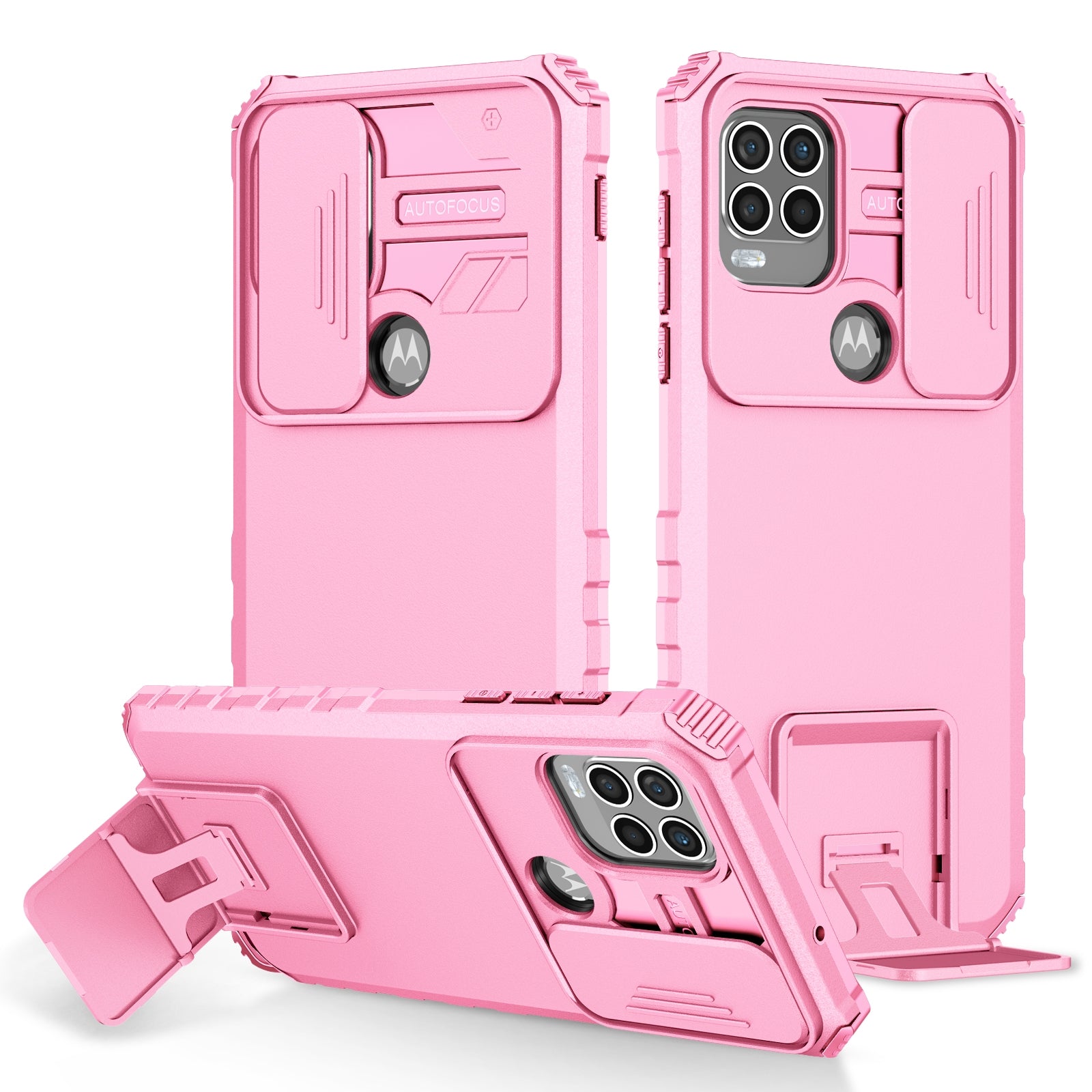 For-Motorola-Moto-G-Stylus-5G-Stereoscopic-Holder-Sliding-Camshield-Phone-Case(Pink)
