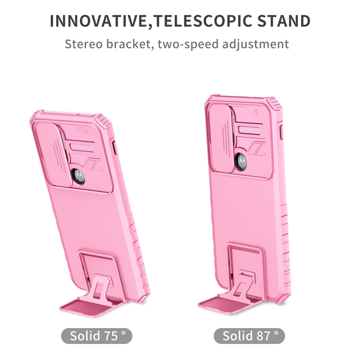 For-Motorola-Moto-G-Stylus-5G-Stereoscopic-Holder-Sliding-Camshield-Phone-Case(Pink)