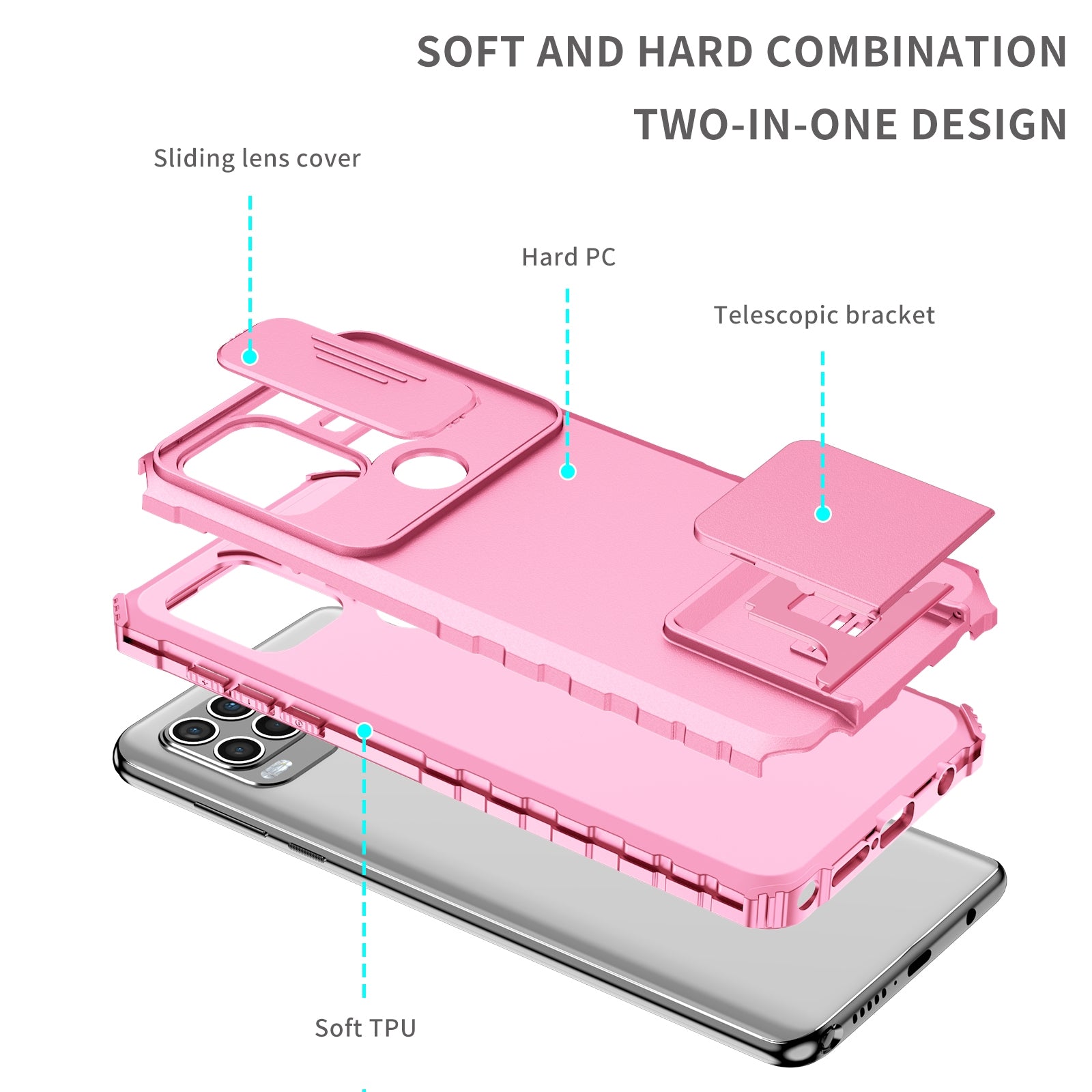 For-Motorola-Moto-G-Stylus-5G-Stereoscopic-Holder-Sliding-Camshield-Phone-Case(Pink)