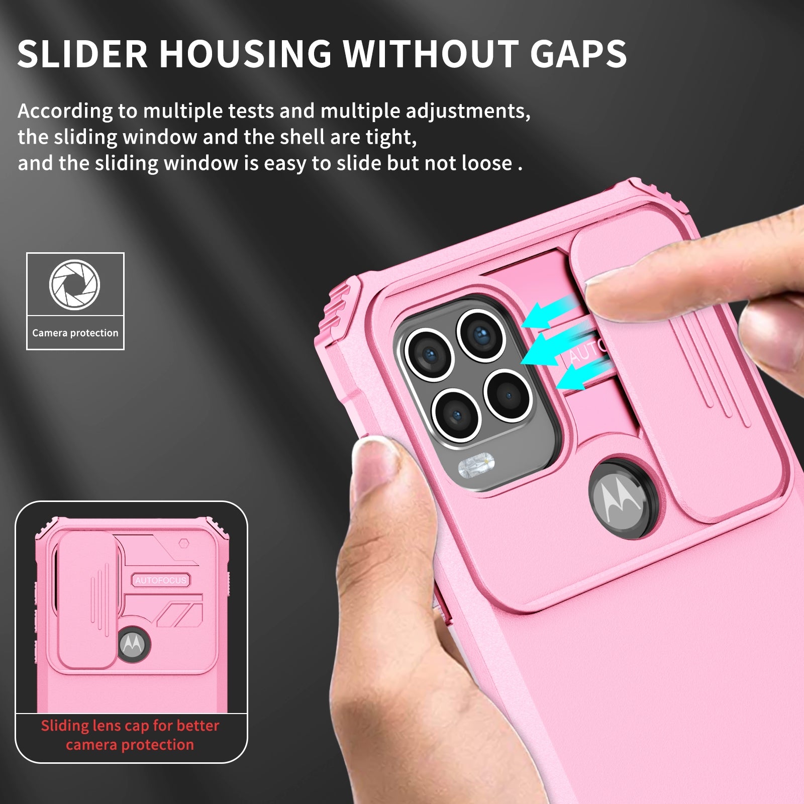 For-Motorola-Moto-G-Stylus-5G-Stereoscopic-Holder-Sliding-Camshield-Phone-Case(Pink)