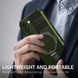 For-Samsung-Galaxy-S22-5G-MagSafe-Magnetic-Holder-Phone-Case(Green)