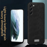 For-Samsung-Galaxy-S24-5G-SULADA-Shockproof-TPU-Hybrid-Handmade-Leather-Phone-Case(Brown)