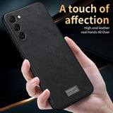 For-Samsung-Galaxy-S24-5G-SULADA-Shockproof-TPU-Hybrid-Handmade-Leather-Phone-Case(Brown)