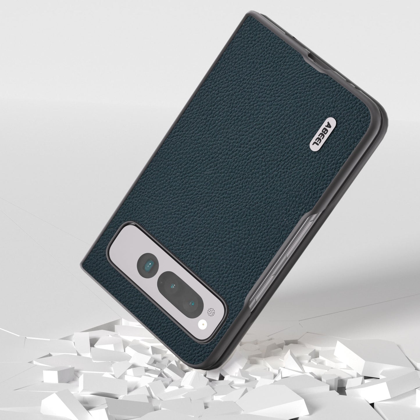 For-Google-Pixel-Fold-ABEEL-Genuine-Leather-+-PC-Litchi-Texture-Phone-Case(Green)
