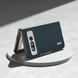 For-Google-Pixel-Fold-ABEEL-Genuine-Leather-+-PC-Litchi-Texture-Phone-Case(Green)