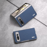 For-Google-Pixel-Fold-ABEEL-Genuine-Leather-+-PC-Litchi-Texture-Phone-Case(Blue)