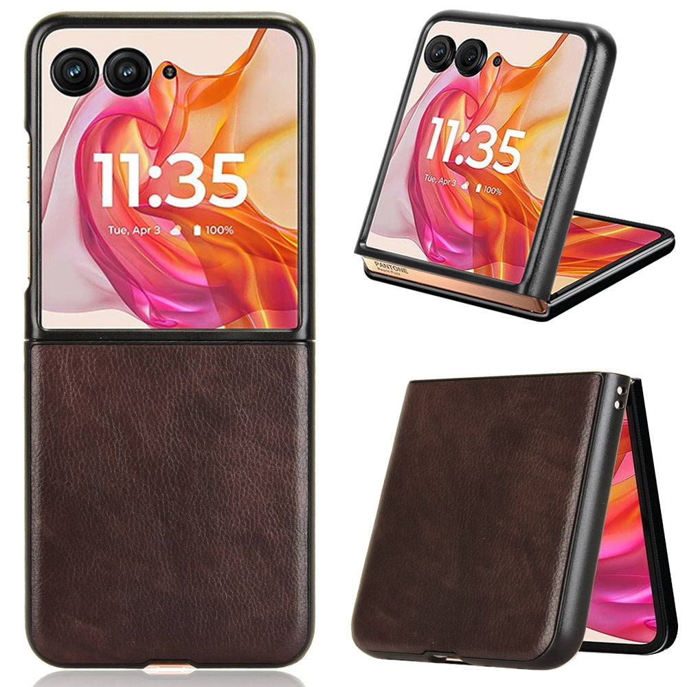 For-Motorola-Razr-50-Ultra-Litchi-Texture-Back-Cover-Phone-Case(Brown)
