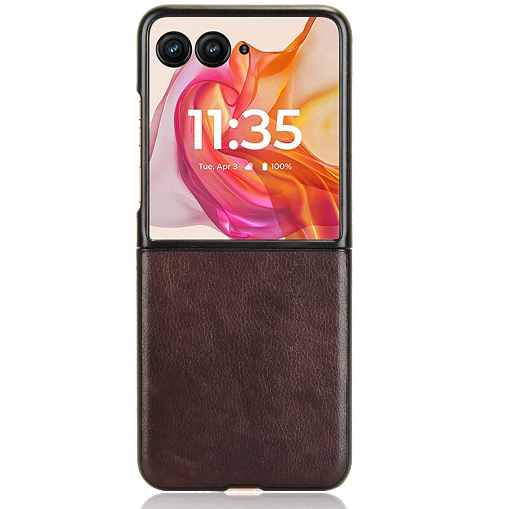 For-Motorola-Razr-50-Ultra-Litchi-Texture-Back-Cover-Phone-Case(Brown)
