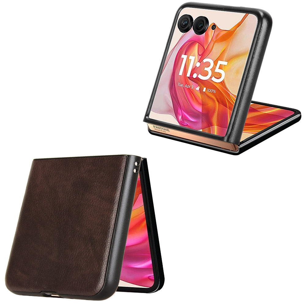 For-Motorola-Razr-50-Ultra-Litchi-Texture-Back-Cover-Phone-Case(Brown)