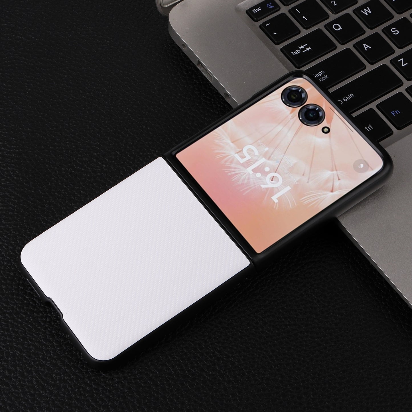 For-Motorola-Moto-Razr-50-Ultra-PU-Leather-PC-Phone-Case(White)