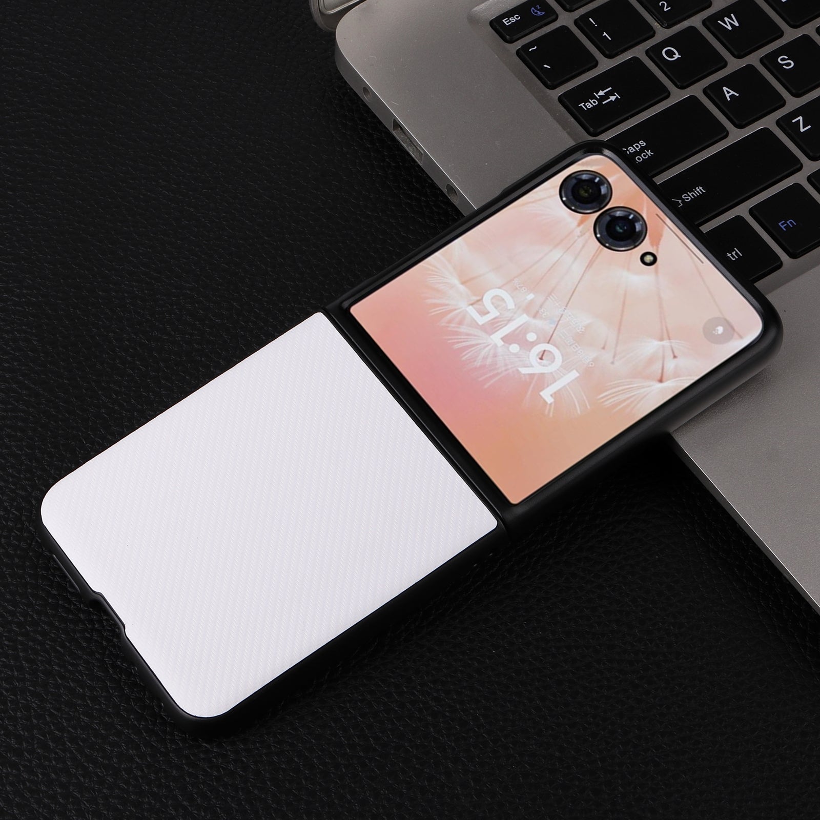 For-Motorola-Moto-Razr-50-Ultra-PU-Leather-PC-Phone-Case(White)