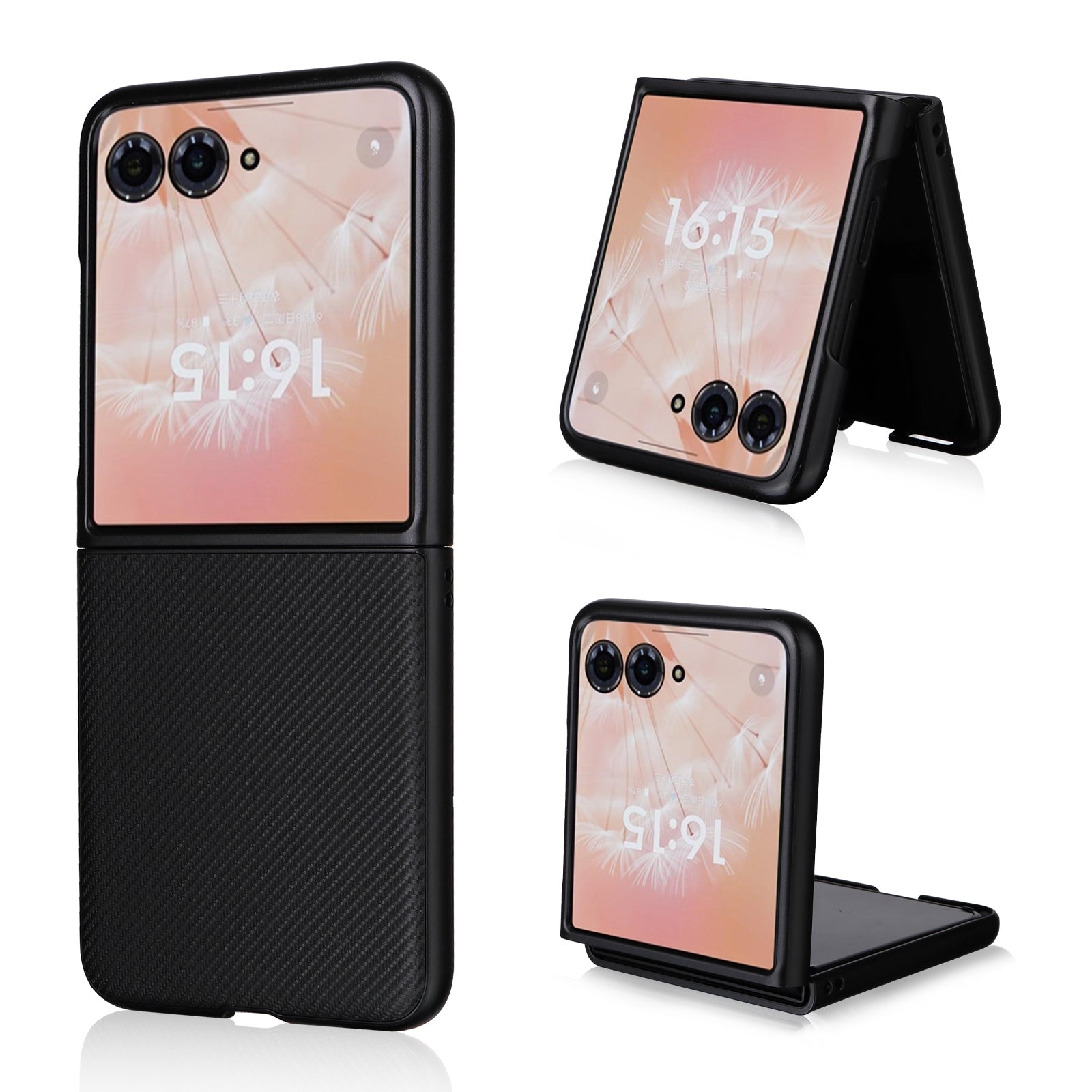 For-Motorola-Moto-Razr-50-Ultra-PU-Leather-PC-Phone-Case(Black)