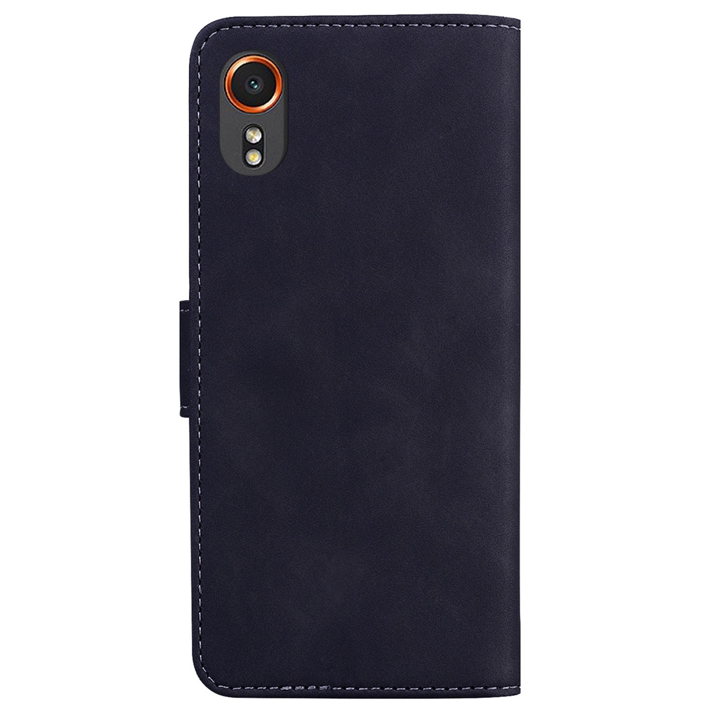 For-Samsung-Galaxy-Xcover7-Skin-Feel-Pure-Color-Flip-Leather-Phone-Case(Black)