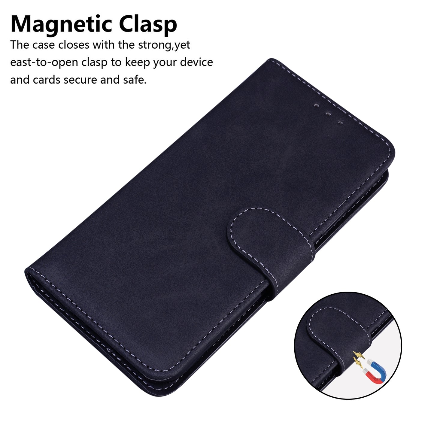For-Samsung-Galaxy-Xcover7-Skin-Feel-Pure-Color-Flip-Leather-Phone-Case(Black)