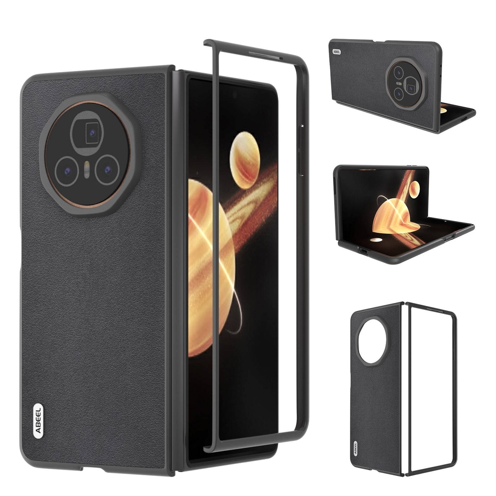 For-Honor-Magic-V3-ABEEL-Genuine-Leather-Xiaoya-Series-Phone-Case(Black)