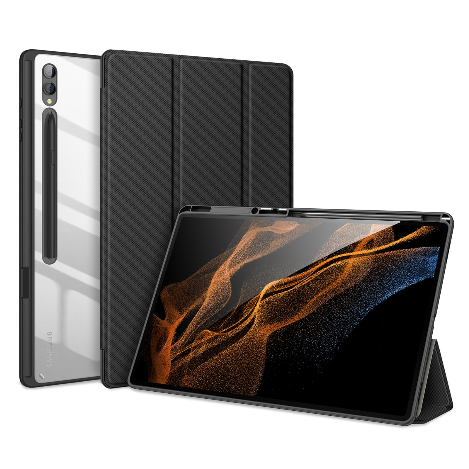 For-Samsung-Galaxy-Tab-S9-Ultra-DUX-DUCIS-TOBY-Series-Antiskid-Leather-Tablet-Case-with-Sleep-/-Wake-up-Function(Black)