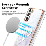 For-Samsung-Galaxy-S21-FE-5G-Marble-Pattern-Dual-side-IMD-Magsafe-TPU-Phone-Case(White-006)