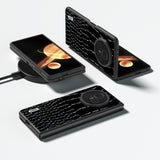 For-Honor-Magic-V3-ABEEL-Genuine-Leather-Crocodile-Pattern-Black-Edge-Phone-Case(Black)