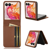 For-Motorola-Moto-Razr-50-Ultra-Card-Slot-PU-Leather-PC-Phone-Case(Brown)