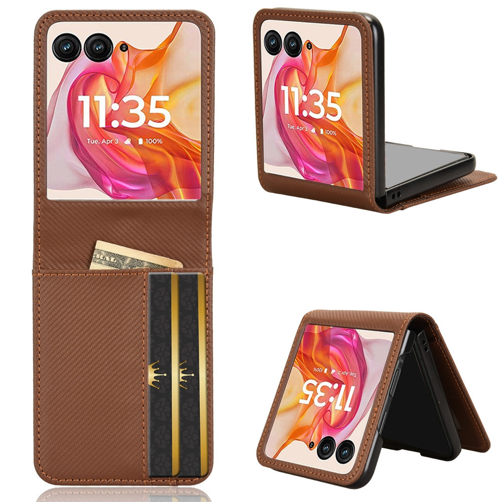 For-Motorola-Moto-Razr-50-Ultra-Card-Slot-PU-Leather-PC-Phone-Case(Brown)