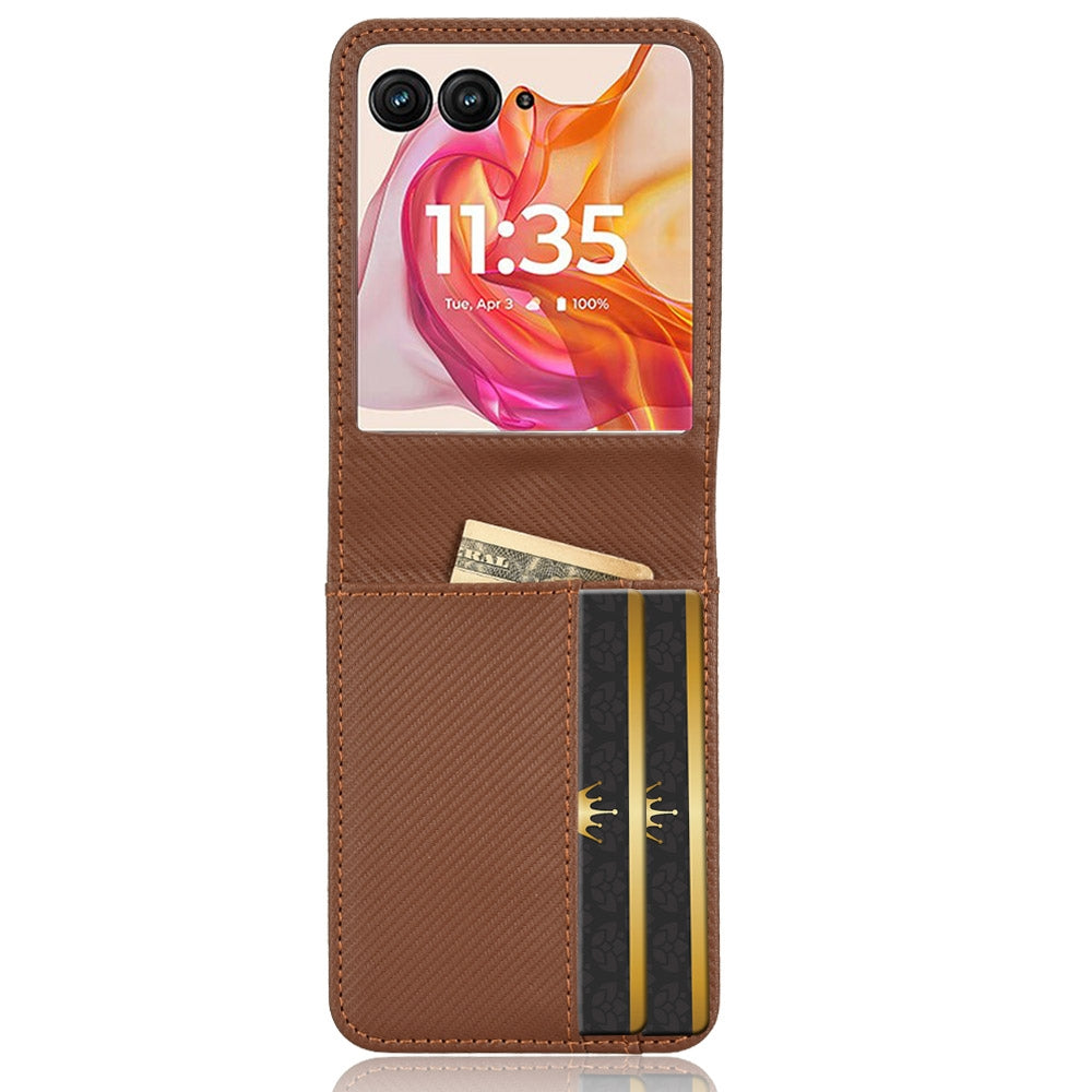 For-Motorola-Moto-Razr-50-Ultra-Card-Slot-PU-Leather-PC-Phone-Case(Brown)