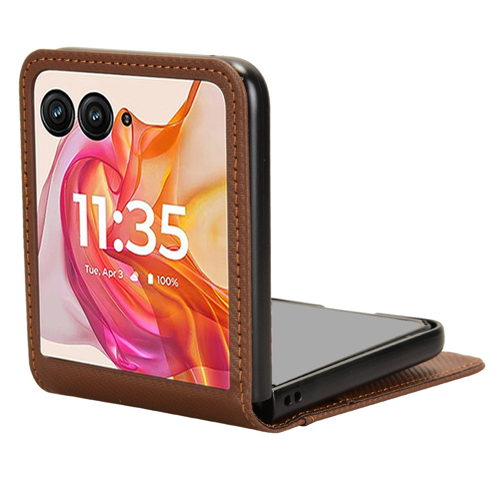 For-Motorola-Moto-Razr-50-Ultra-Card-Slot-PU-Leather-PC-Phone-Case(Brown)