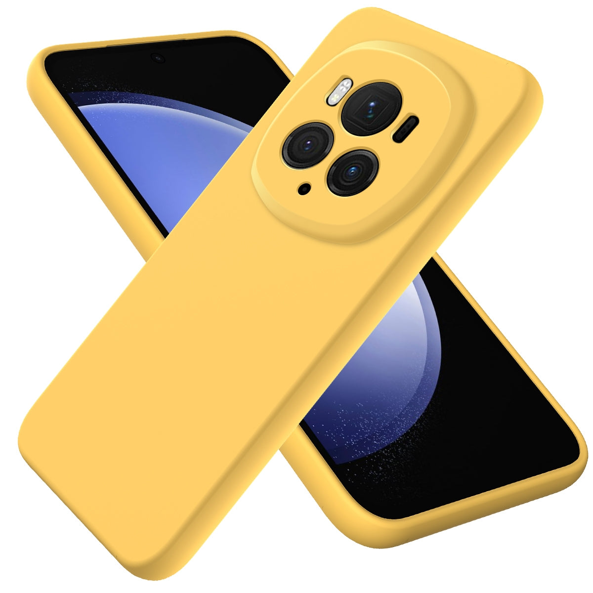 For-Honor-Magic6-Pro-Solid-Color-Liquid-Silicone-Dropproof-Full-Coverage-Phone-Case(Yellow)