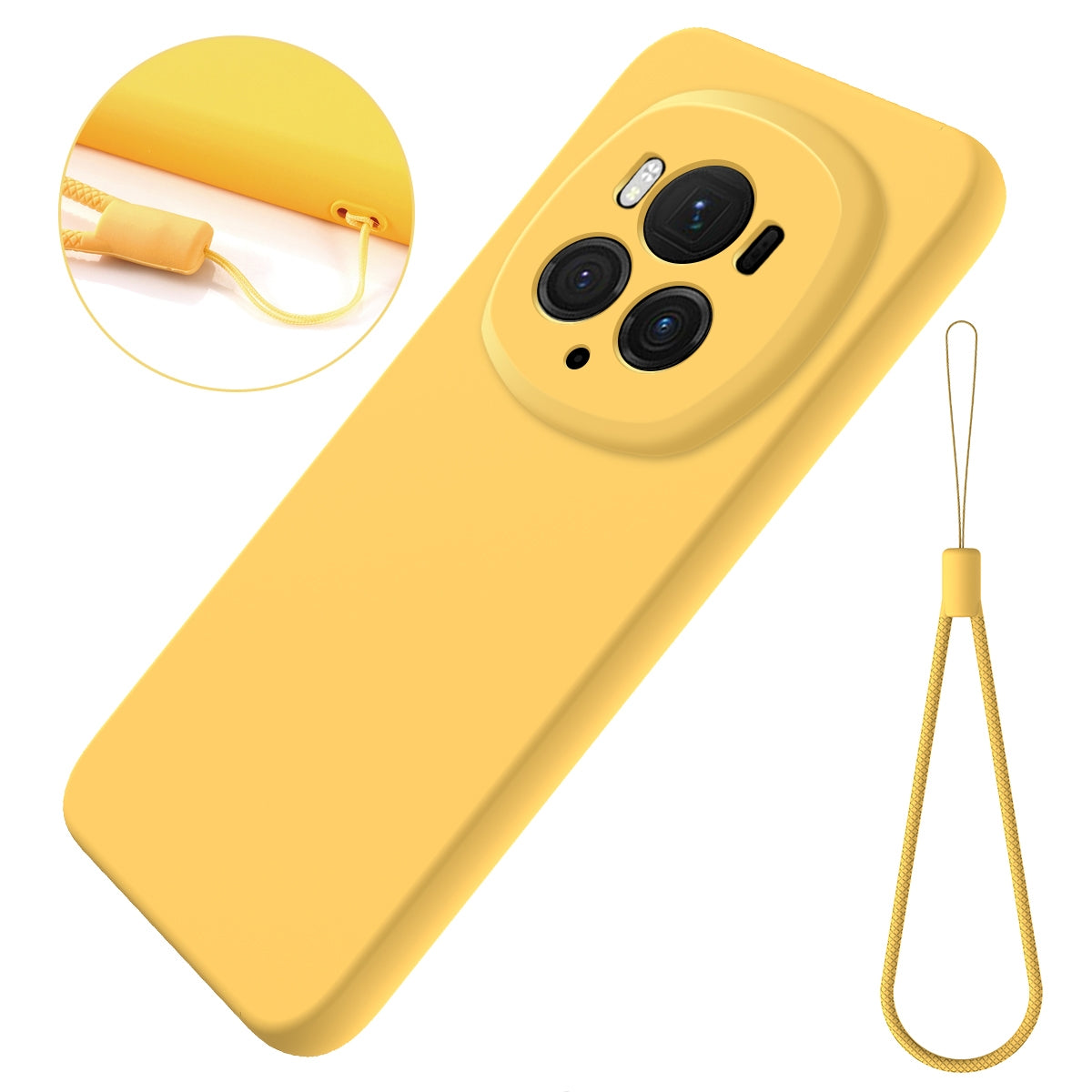 For-Honor-Magic6-Pro-Solid-Color-Liquid-Silicone-Dropproof-Full-Coverage-Phone-Case(Yellow)