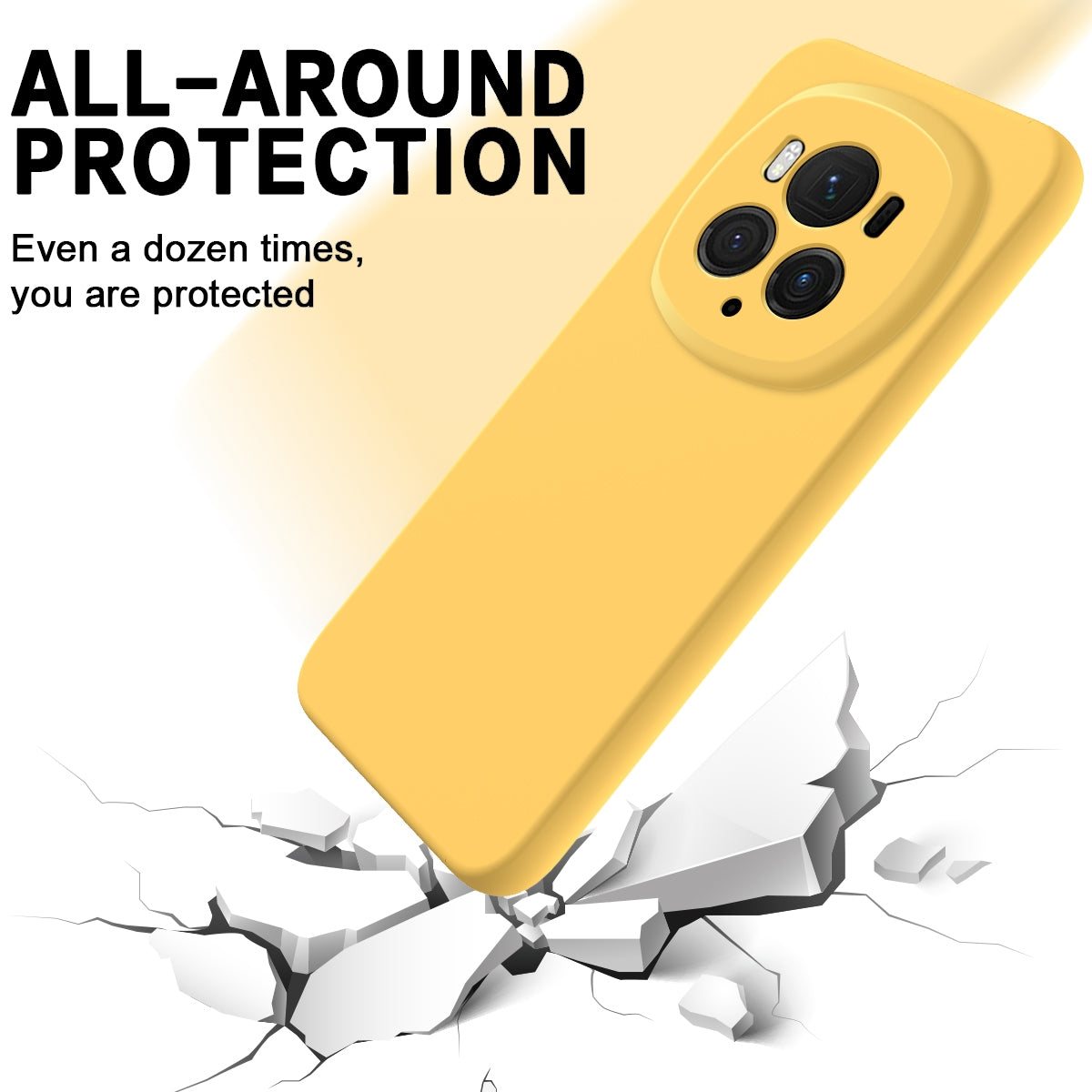 For-Honor-Magic6-Pro-Solid-Color-Liquid-Silicone-Dropproof-Full-Coverage-Phone-Case(Yellow)