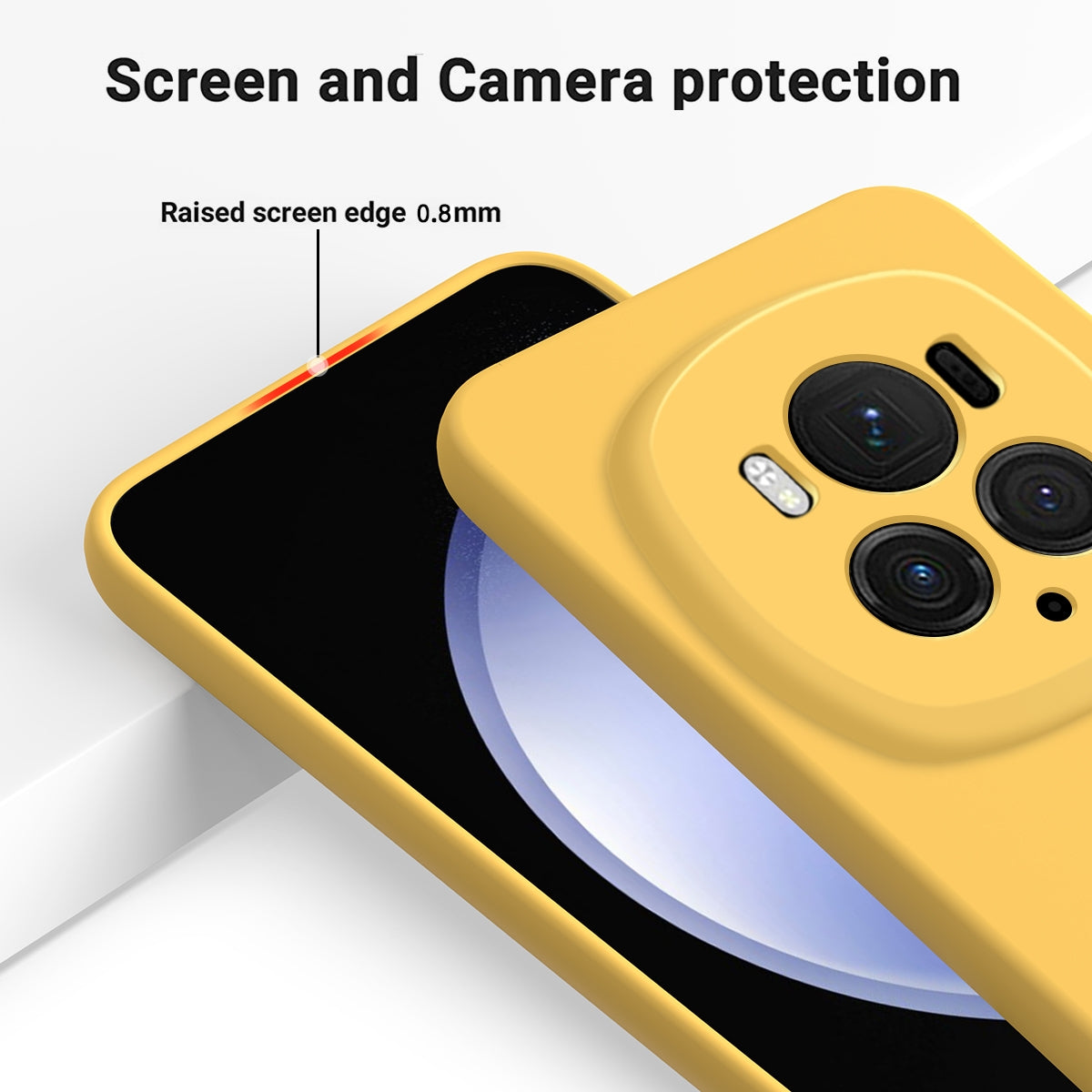 For-Honor-Magic6-Pro-Solid-Color-Liquid-Silicone-Dropproof-Full-Coverage-Phone-Case(Yellow)