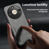 For-Honor-Magic6-Pro-Skin-Feel-Magnetic-Leather-Back-Phone-Case(Dark-Grey)