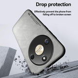 For-Honor-Magic6-Pro-Skin-Feel-Magnetic-Leather-Back-Phone-Case(Dark-Grey)