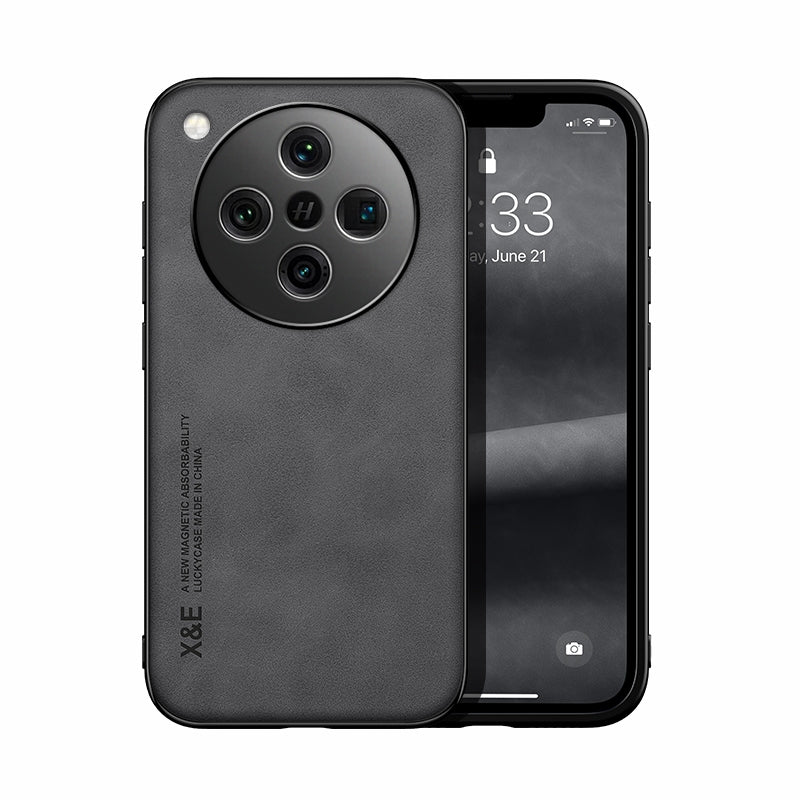 For-OPPO-Find-X8-Skin-Feel-Magnetic-Leather-Back-Phone-Case(Dark-Grey)
