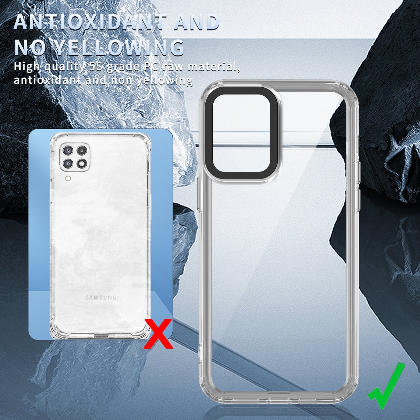 For-Samsung-Galaxy-A22-4G-Transparent-Acrylic-+-TPU-Shockproof-Phone-Case(Transparent)