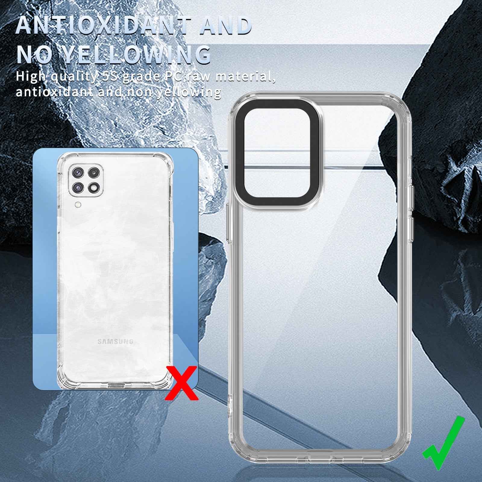 For-Samsung-Galaxy-A22-4G-Transparent-Acrylic-+-TPU-Shockproof-Phone-Case(Transparent)