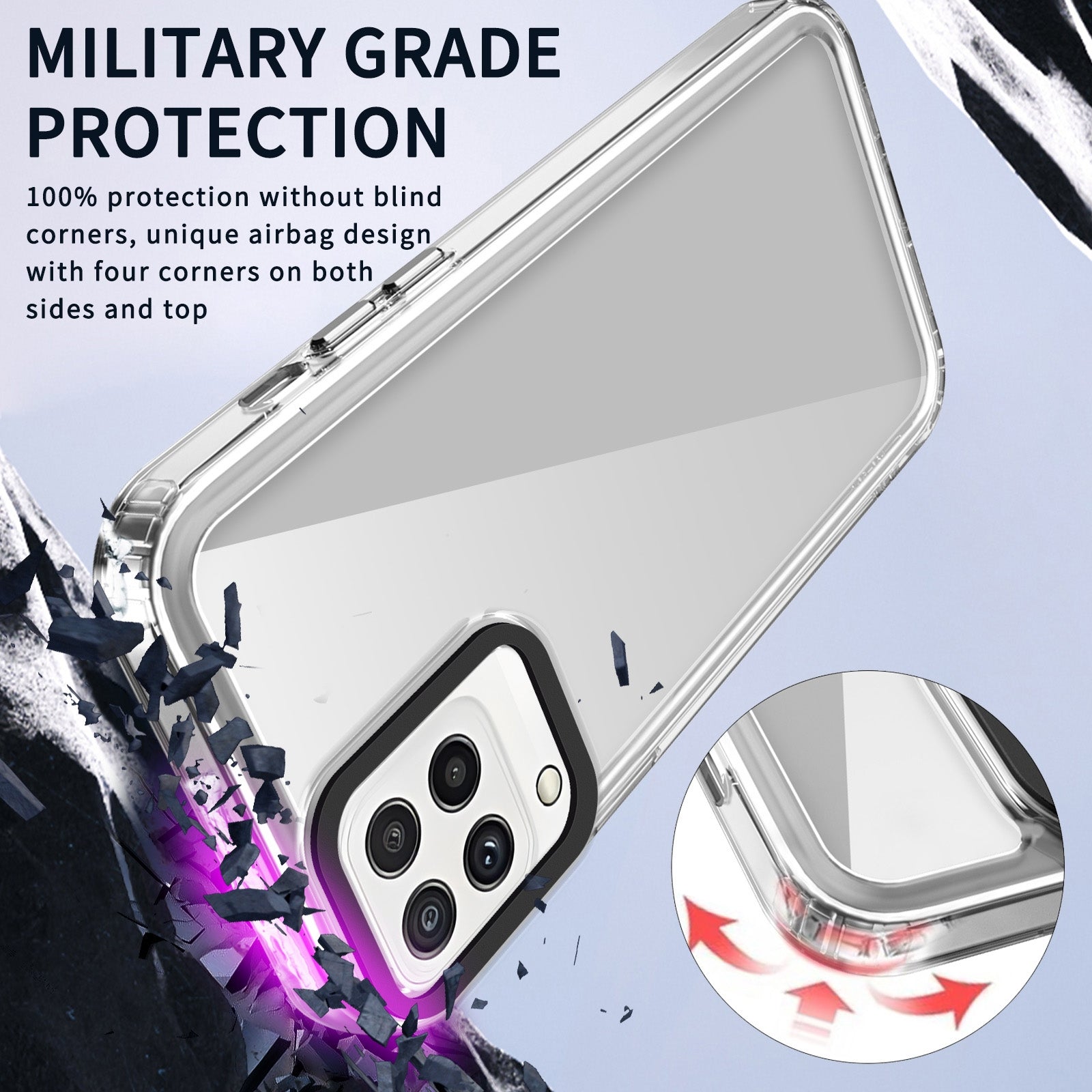 For-Samsung-Galaxy-A22-4G-Transparent-Acrylic-+-TPU-Shockproof-Phone-Case(Transparent)