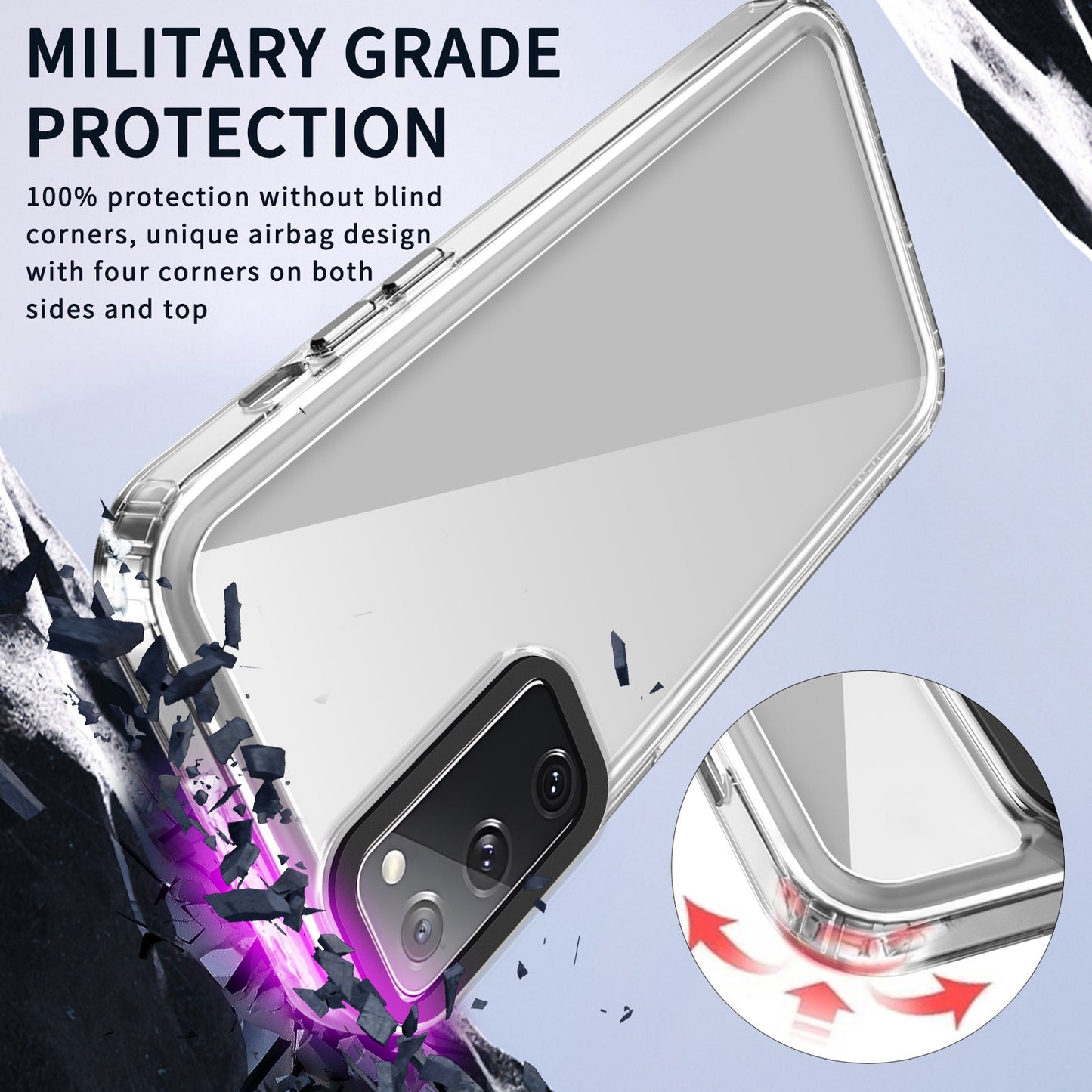 For-Samsung-Galaxy-S20-FE-Transparent-Acrylic-+-TPU-Shockproof-Phone-Case(Transparent)