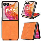 For-Motorola-Razr-50-Ultra-Cow-Pattern-Sewing-Back-Cover-Phone-Case(Yellow)
