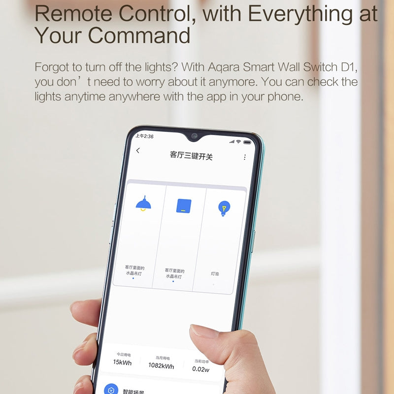 Original Xiaomi Youpin Aqara Smart Wall Switch D1, Zero FireWire Three Button Version
