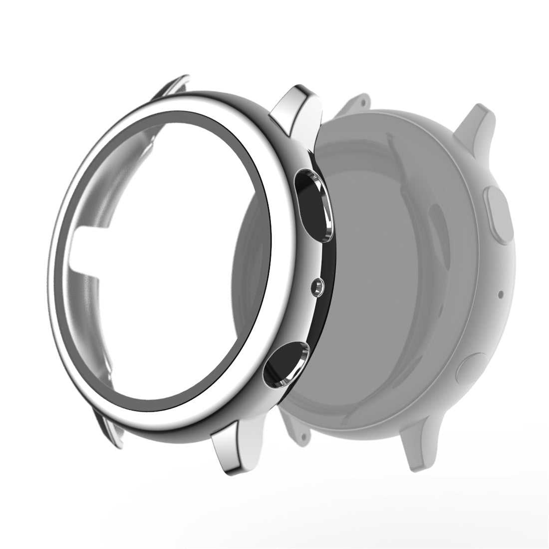 For-Samsung-Galaxy-Watch-Active-2-40mm-Electroplate-PC-Protective-Case-with-Tempered-Glass-Film(Silver)